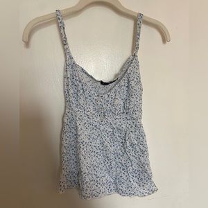 brandy melville blue floral tank top with tie back